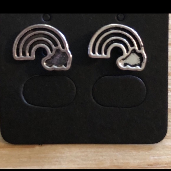 New! Silver Black Rainbow Earrings! - Picture 2 of 5